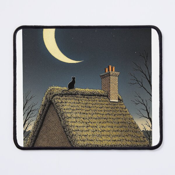 Item preview, Black Cat under the Crescent Moon, Witchy Night designed and sold by GildedFolio.