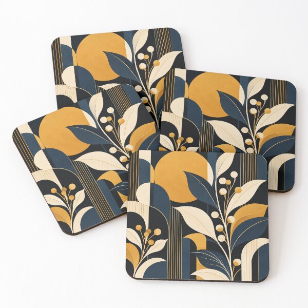 Item preview, Midnight Botanical Gold Art Deco Geometry designed and sold by KokoDeez.