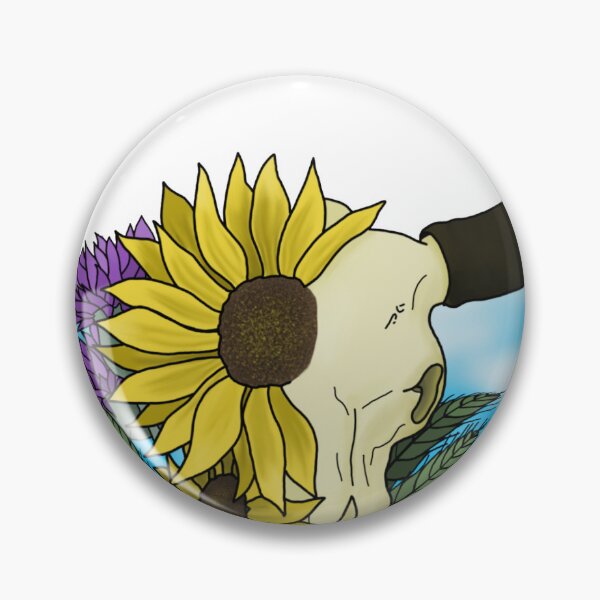 Item preview, 406 bull skull and wild flowers designed and sold by Eclectic Gold.