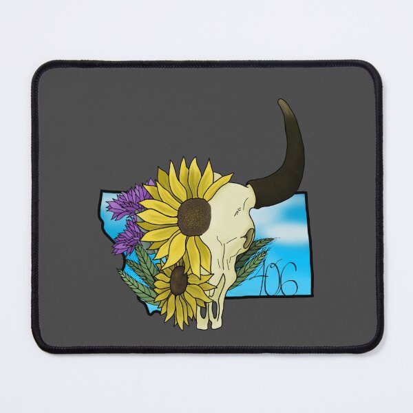 Item preview, 406 bull skull and wild flowers designed and sold by Eclectic Gold.