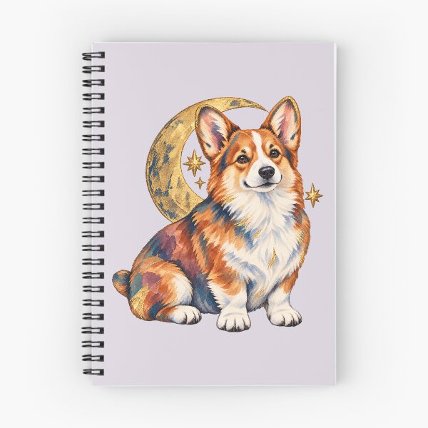 Item preview, Celestial Corgi with Golden Crescent Moon – Watercolor Dog Art designed and sold by  MAD's Recreation Studio.