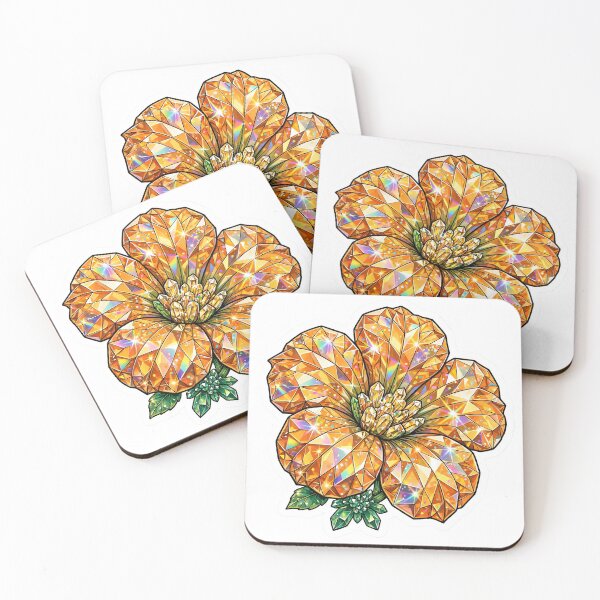 Item preview, Pumpkin Flower Crystal Sticker - Citrine Orange Squash Blossom With Emerald Base designed and sold by Crystal Critters .