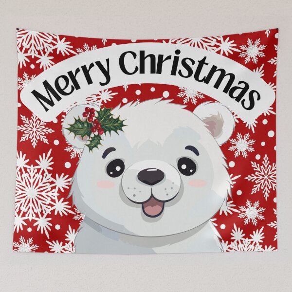 Item preview, Merry Christmas Cuddly Polar Bear designed and sold by MountainRoisin.