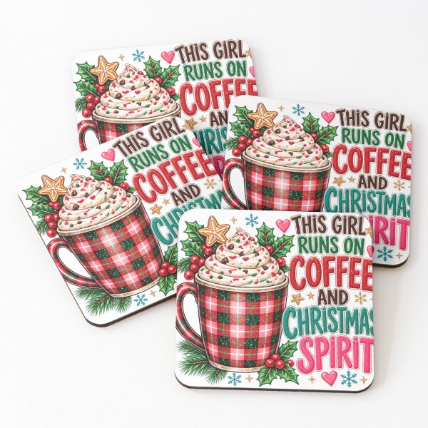 Item preview, This Girl Runs on Coffee & Christmas Spirit designed and sold by SweetTeezPrints.