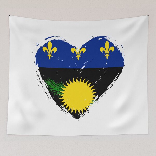 Item preview, Distressed Guadeloupe Flag Heart GP designed and sold by shitpostee.