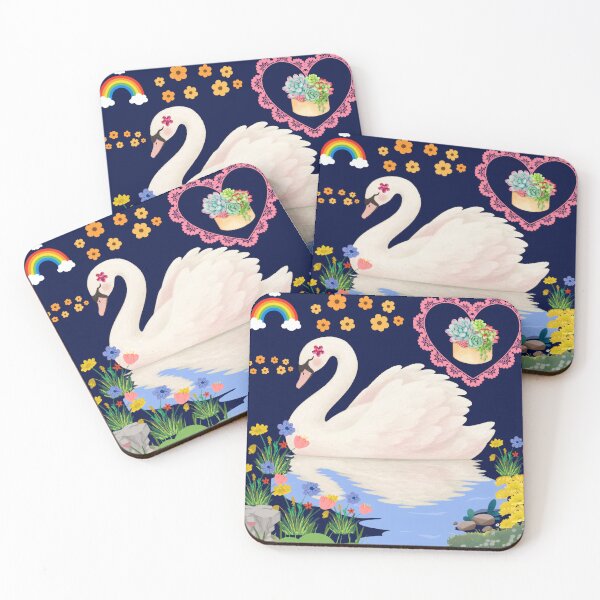 Item preview, Graceful Swan Lake Floral Garden Pattern designed and sold by Azurart2.