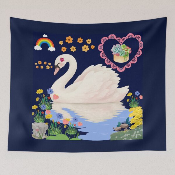 Item preview, Graceful Swan Lake Floral Garden Pattern designed and sold by Azurart2.
