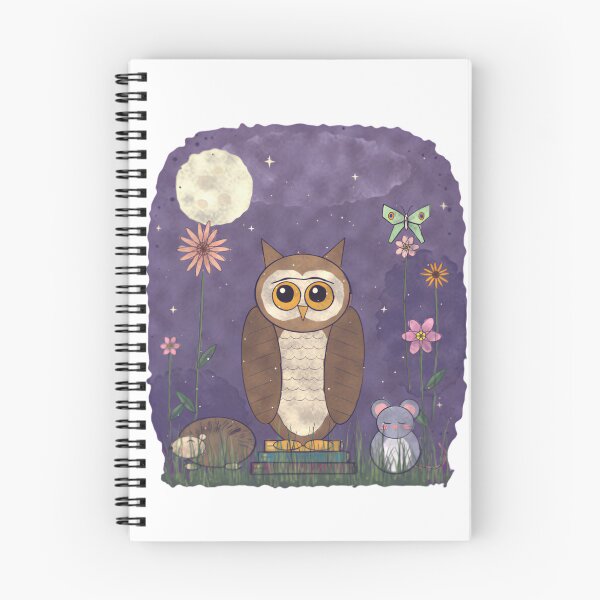 Item preview, Cute Owl Reading Books Whimsical Midnight Forest Animals Watercolor Art designed and sold by Noctilune.