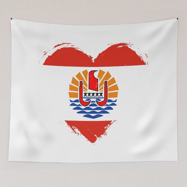 Item preview, Distressed French Polynesia Flag Heart PF designed and sold by shitpostee.