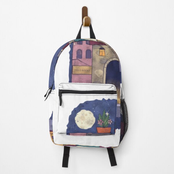 Item preview, Cozy Tea & Books Shop Midnight Village Whimsical Celestial Illustration designed and sold by Noctilune.