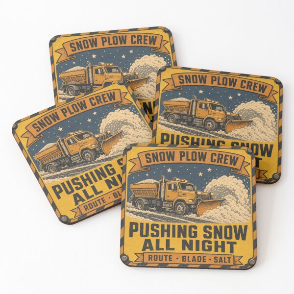 Item preview, Pushing Snow All Night Snow Plow Truck Night Crew Sign designed and sold by BoosterShop.