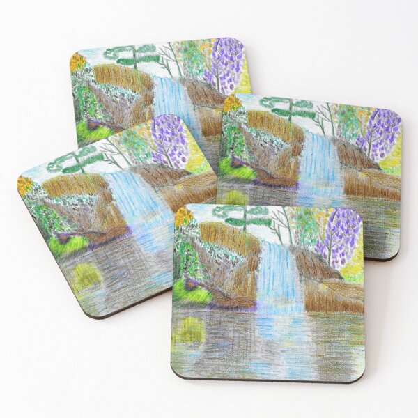 Item preview, Garden Water Stream — Digitally Enhanced Colored Pencil Landscape designed and sold by Julia N.