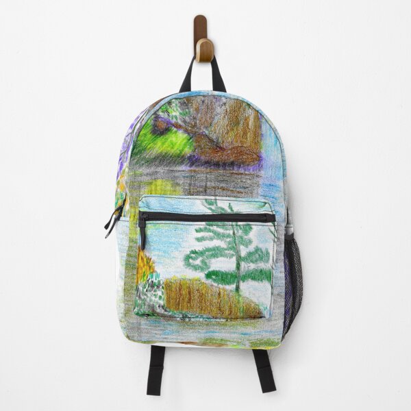 Item preview, Garden Water Stream — Digitally Enhanced Colored Pencil Landscape designed and sold by Julia N.