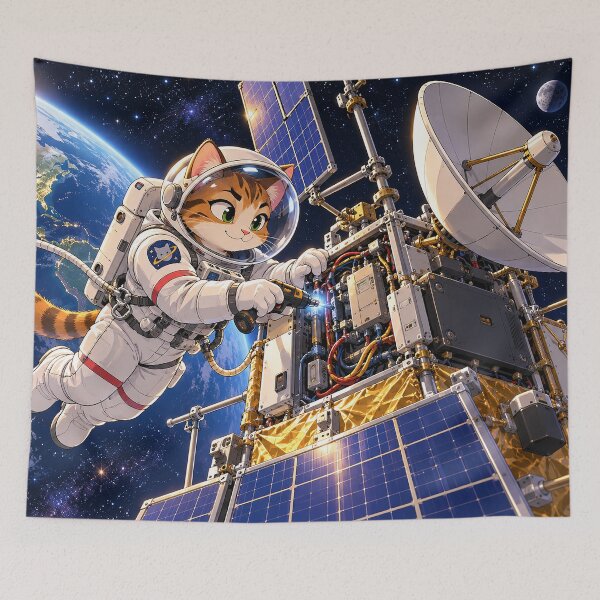 Item preview, Cat on a Cosmic Service Call designed and sold by nikkolaus.