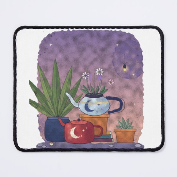Item preview, Celestial Teapot Planter Cozy Cottagecore Garden Watercolor Art designed and sold by Noctilune.