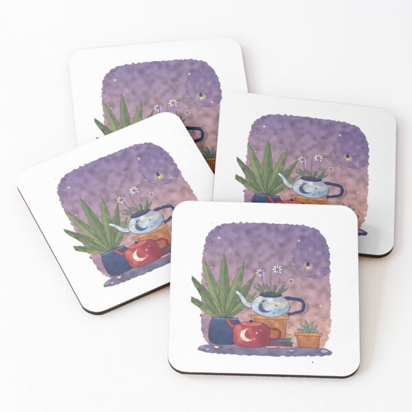 Item preview, Celestial Teapot Planter Cozy Cottagecore Garden Watercolor Art designed and sold by Noctilune.