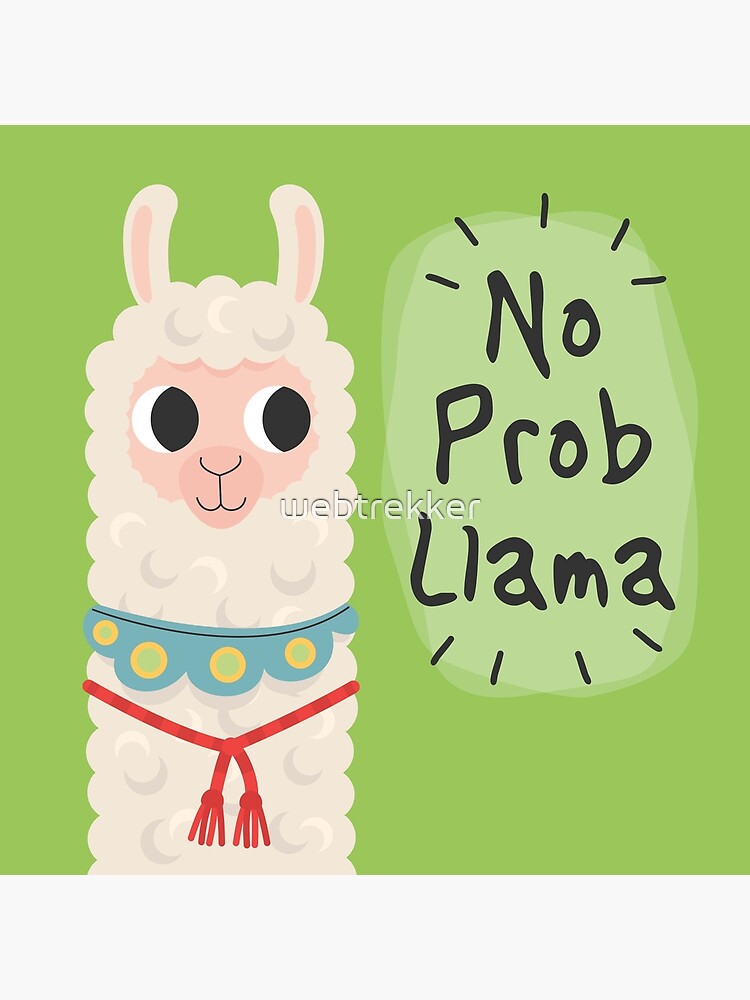 Thumbnail 4 of 4, Pillow, 'No Prob-Llama' cute Llama design designed and sold by webtrekker.