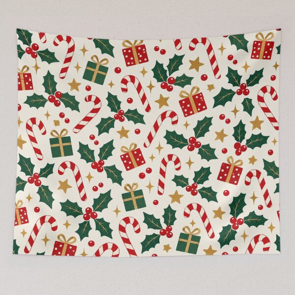 Item preview, Christmas Candy Cane Holly Gift Box Pattern designed and sold by DigitalChickHub.