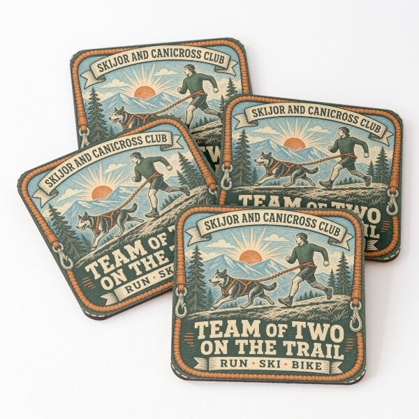 Item preview, Team Of Two On The Trail Canicross Runner And Dog Trail Badge designed and sold by BoosterShop.