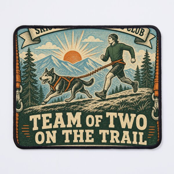 Item preview, Team Of Two On The Trail Canicross Runner And Dog Trail Badge designed and sold by BoosterShop.