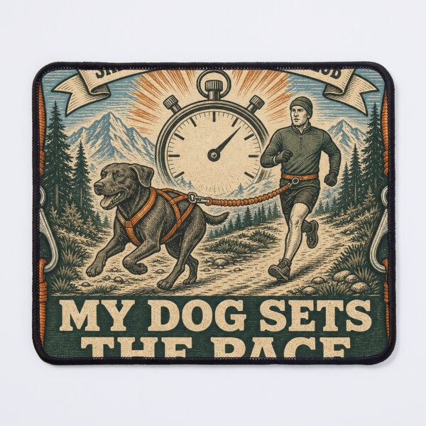 Item preview, My Dog Sets The Pace Running With Dogs Stopwatch Trail Badge designed and sold by BoosterShop.