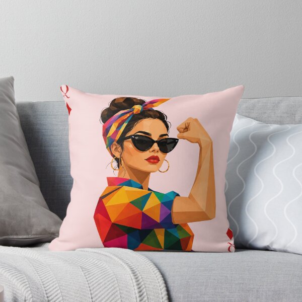 Item preview, Queen of Diamonds – Colorful Geometric Strong Woman Pop Art designed and sold by RaiyanaCanvas.
