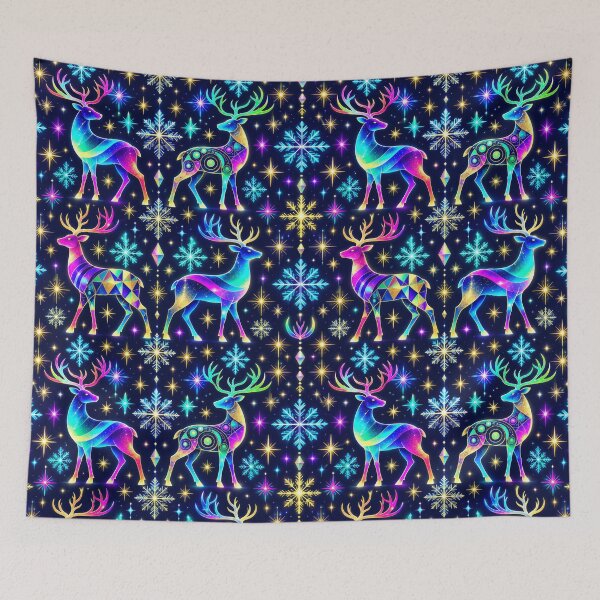 Item preview, Neon Reindeer Magic Winter Christmas Pattern designed and sold by Panadis.