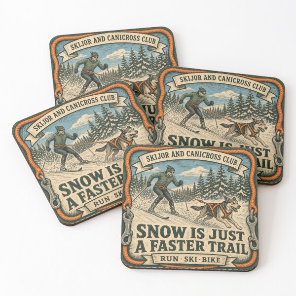 Item preview, Snow Is Just A Faster Trail Skijoring Dog Winter Trail Badge designed and sold by BoosterShop.