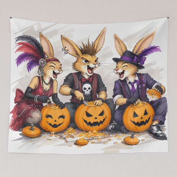 Item preview, Pumpkin Carving Parade Punk Hares designed and sold by vivendulies.