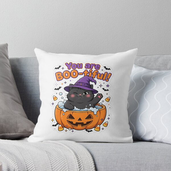 Item preview, You are BOO-tiful! Funny Black Cat Witch Halloween Sticker designed and sold by WhaleStore.