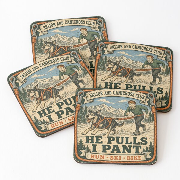 Item preview, He Pulls I Pant Funny Canicross Dog Runner Badge designed and sold by BoosterShop.
