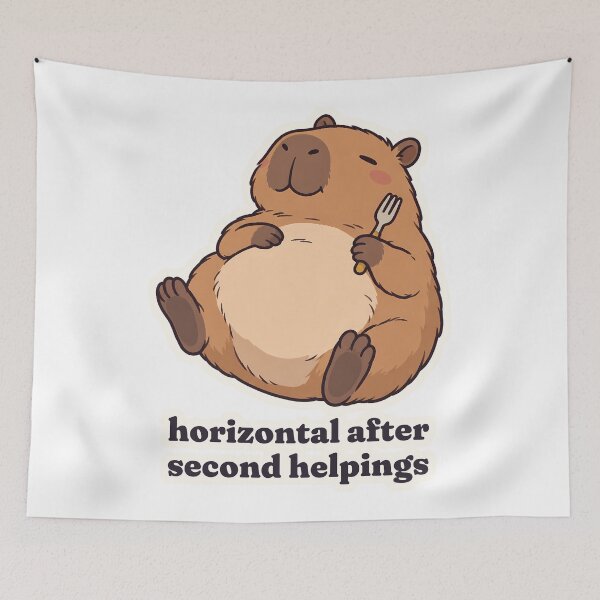Item preview, Thanksgiving Food Coma Capybara Holding a Fork designed and sold by OuqCreations.