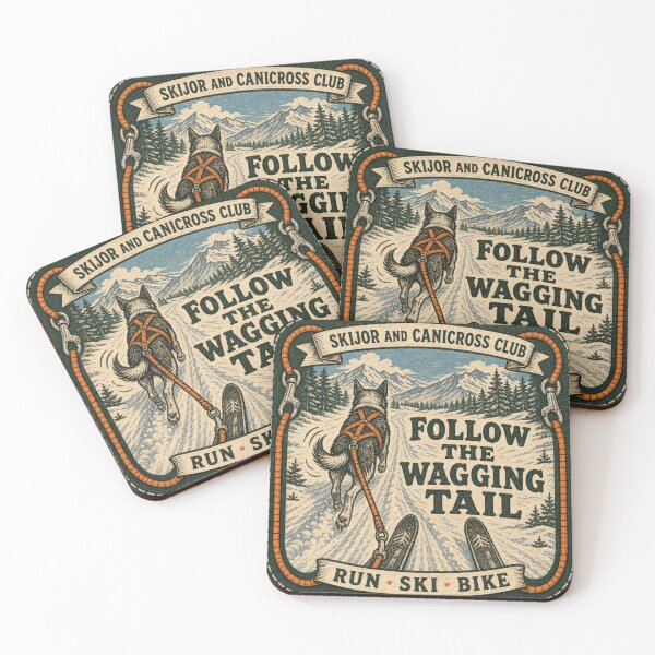 Item preview, Follow The Wagging Tail Skijor Dog Wagging Tail Trail Badge designed and sold by BoosterShop.