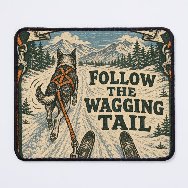 Item preview, Follow The Wagging Tail Skijor Dog Wagging Tail Trail Badge designed and sold by BoosterShop.