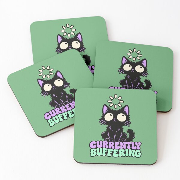 Item preview, Currently Buffering – Funny Wide-Eyed Black Cat designed and sold by SimplyJasper.