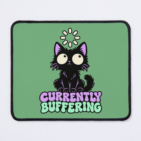 Item preview, Currently Buffering – Funny Wide-Eyed Black Cat designed and sold by SimplyJasper.