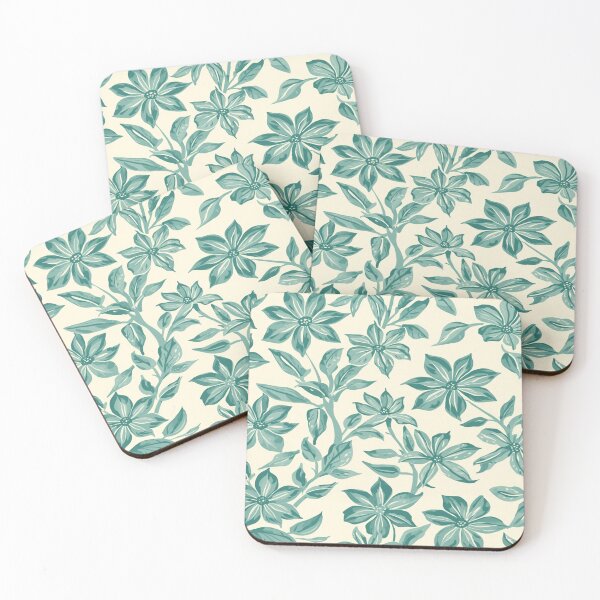 Item preview, Teal Spring Flowers On Cream Background designed and sold by burbankdesigns.