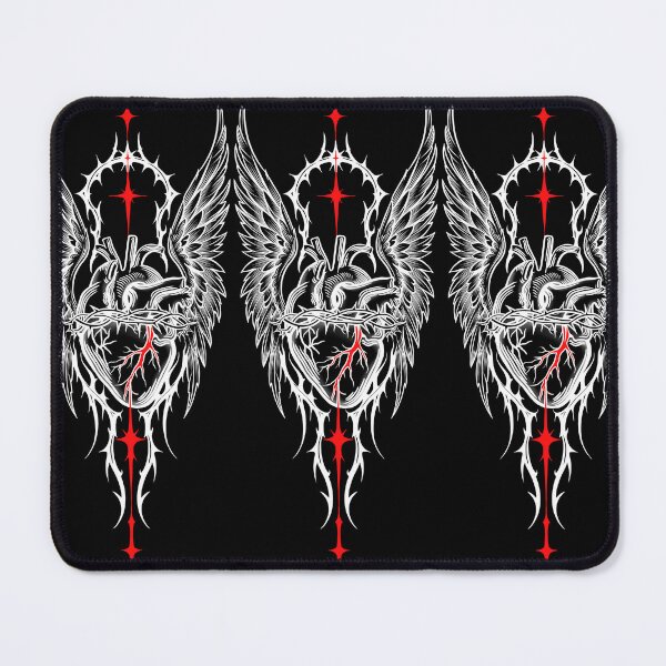 Item preview, Gothic Sacred Heart witn Angel Wings designed and sold by MORIANO TATTOOS.