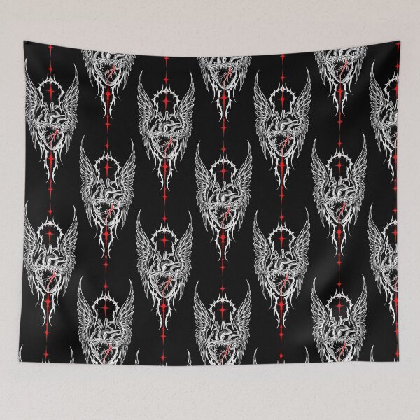 Item preview, Gothic Sacred Heart witn Angel Wings designed and sold by MORIANO TATTOOS.