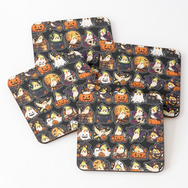 Item preview, Cute Cockatiel Bird Halloween Witch Pumpkin Sticker Sheet designed and sold by CalineczkaStudio.