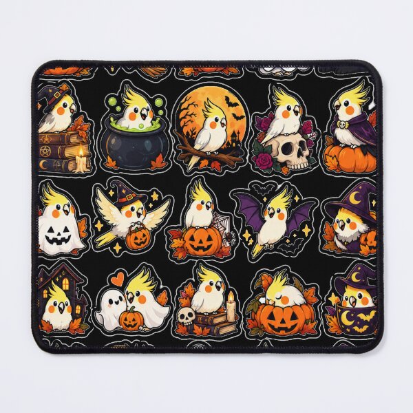 Item preview, Cute Cockatiel Bird Halloween Witch Pumpkin Sticker Sheet designed and sold by CalineczkaStudio.