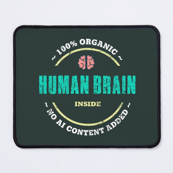 Item preview, STOP AI - Organic Human Brain Badge designed and sold by Frank J. Art.