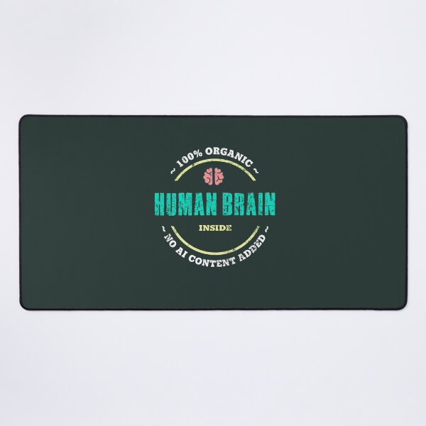 Item preview, STOP AI - Organic Human Brain Badge designed and sold by Frank J. Art.