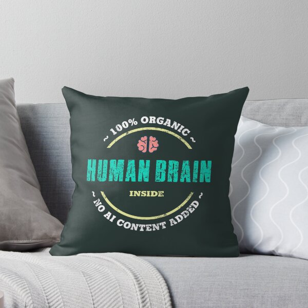 Item preview, STOP AI - Organic Human Brain Badge designed and sold by Frank J. Art.