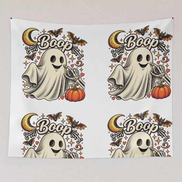 Item preview, Boop the Ghost – Cute Halloween Ghost and Skeleton Hand Design designed and sold by IrhaArts.
