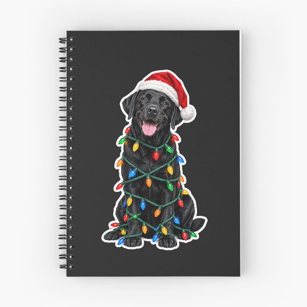 Item preview, Black Labrador with Christmas Lights and Santa Hat designed and sold by Quirky Cotton Collective.