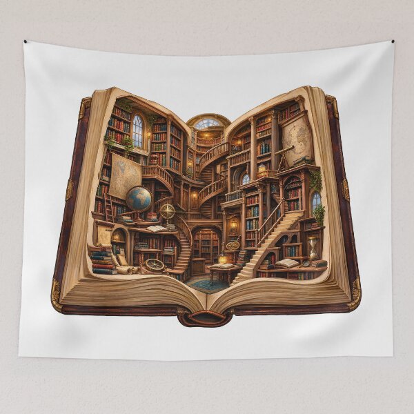 Item preview, Miniature Library Inside an Open Book – Architecture of Knowledge designed and sold by builtforyou.