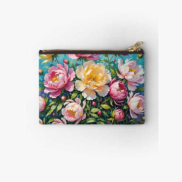 Item preview, Peony Paradise with Pink and Cream Blooms on Turquoise designed and sold by tambanow.