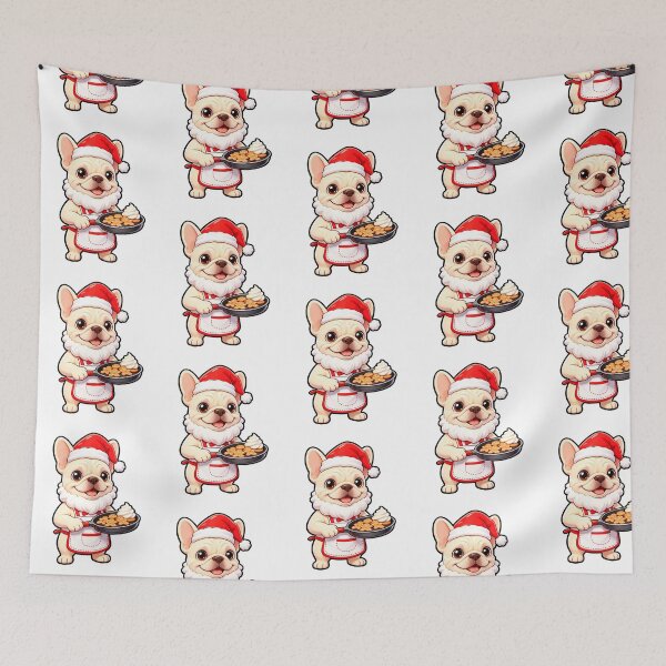 Item preview, Cute Santa Baker French Bulldog with Gingerbread designed and sold by Raloel Art.