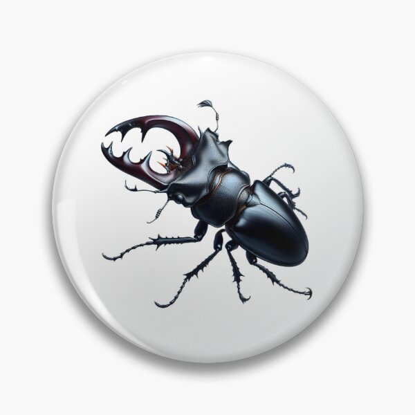 Item preview, A stag beetle with large, antler-like mandibles is depicted in a detailed illustration against a white background designed and sold by homydesign.